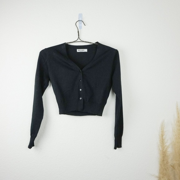 Grace Karin cropped black button cardigan - Picture 2 of 6